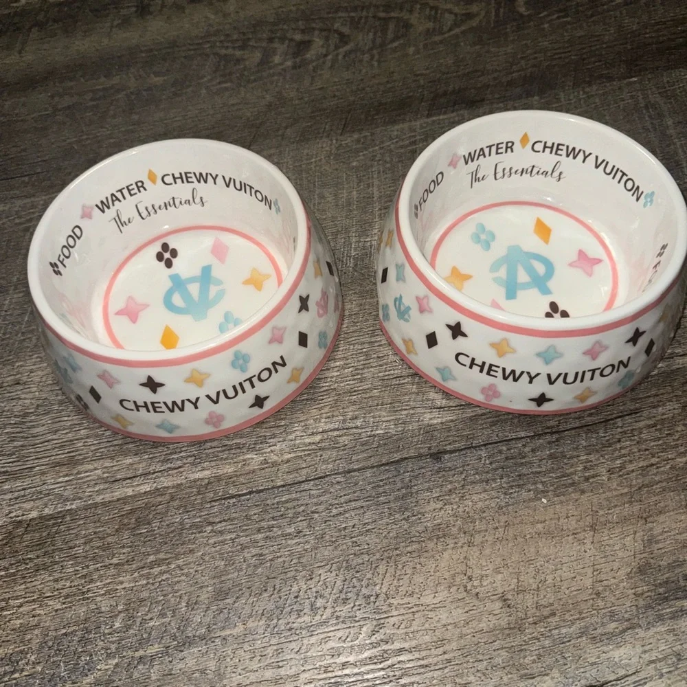Chewy Vuitton water and food bowl